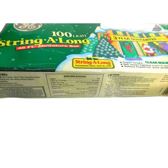 Vintage GE 100 Light String A Long Clear Bulbs Minature SET OF 2 - Picture 6 of 8